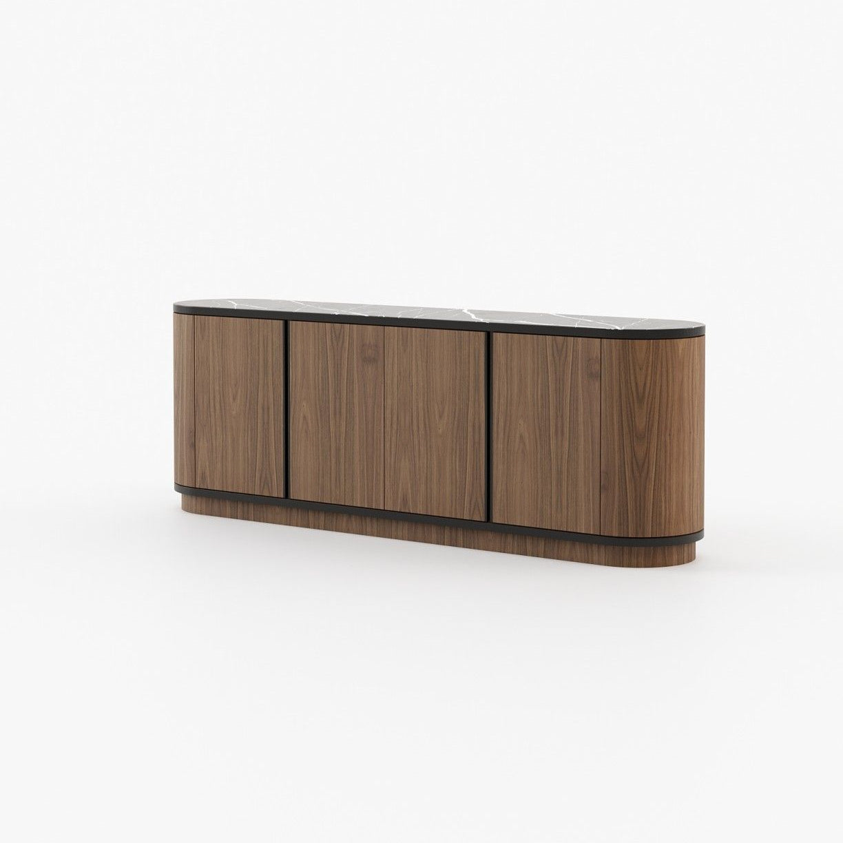Laskasas BROWN Sideboard Walnut Veneer Matte - Araco Interiors
