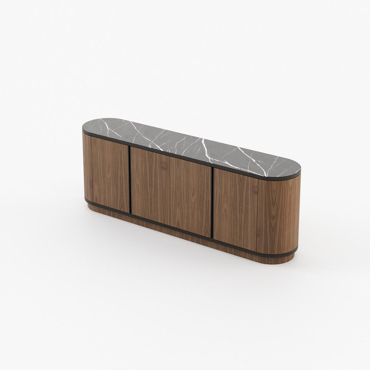 Laskasas BROWN Sideboard Walnut Veneer Matte - Araco Interiors