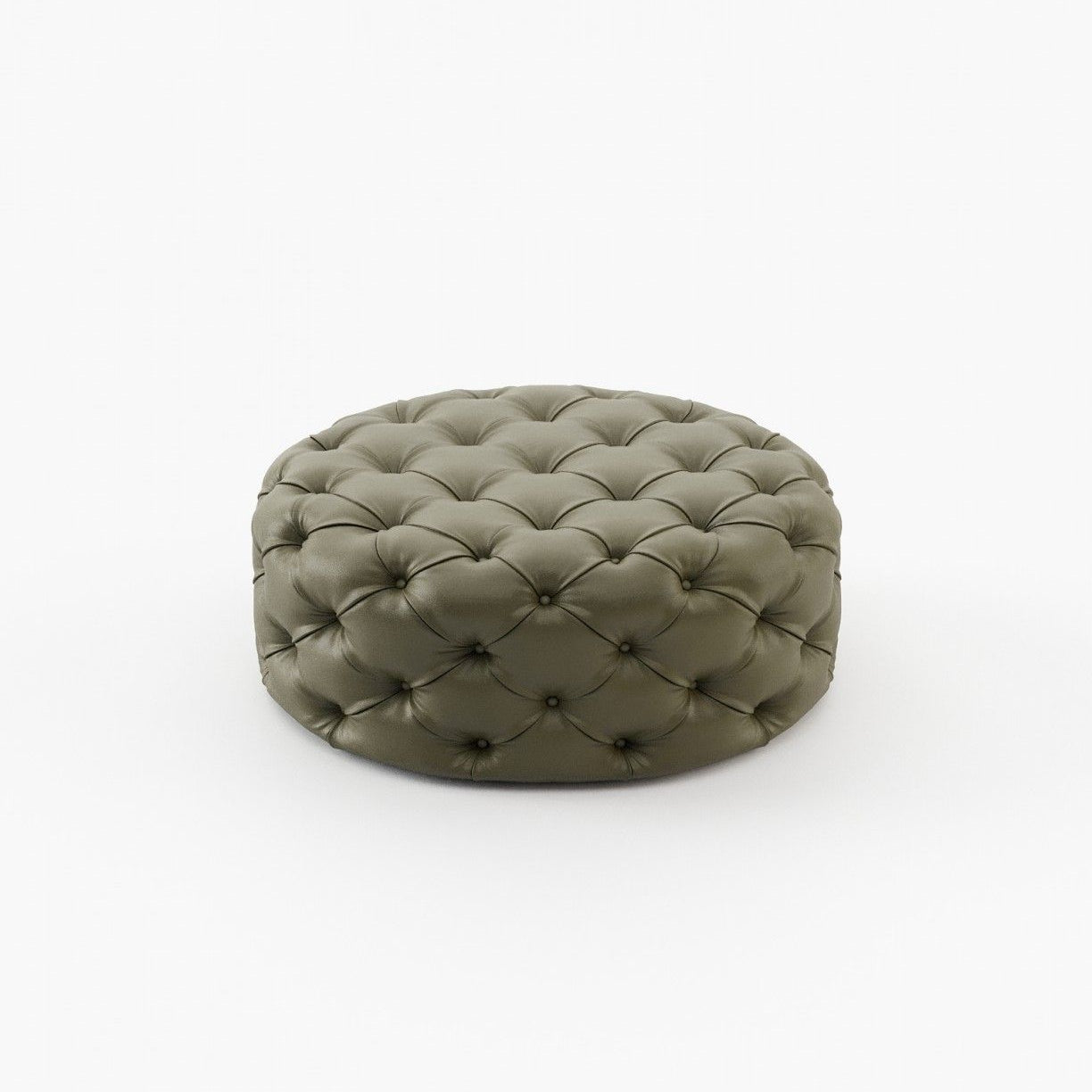 Laskasas BUR round Footstool & Pouf Berlin Forest Leather - Araco Interiors