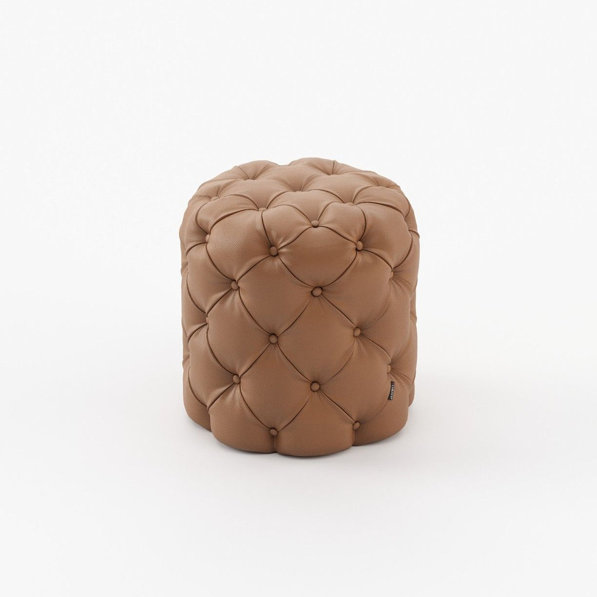 Laskasas BUR small Footstool & Pouf Berlin Camel Leather - Araco Interiors