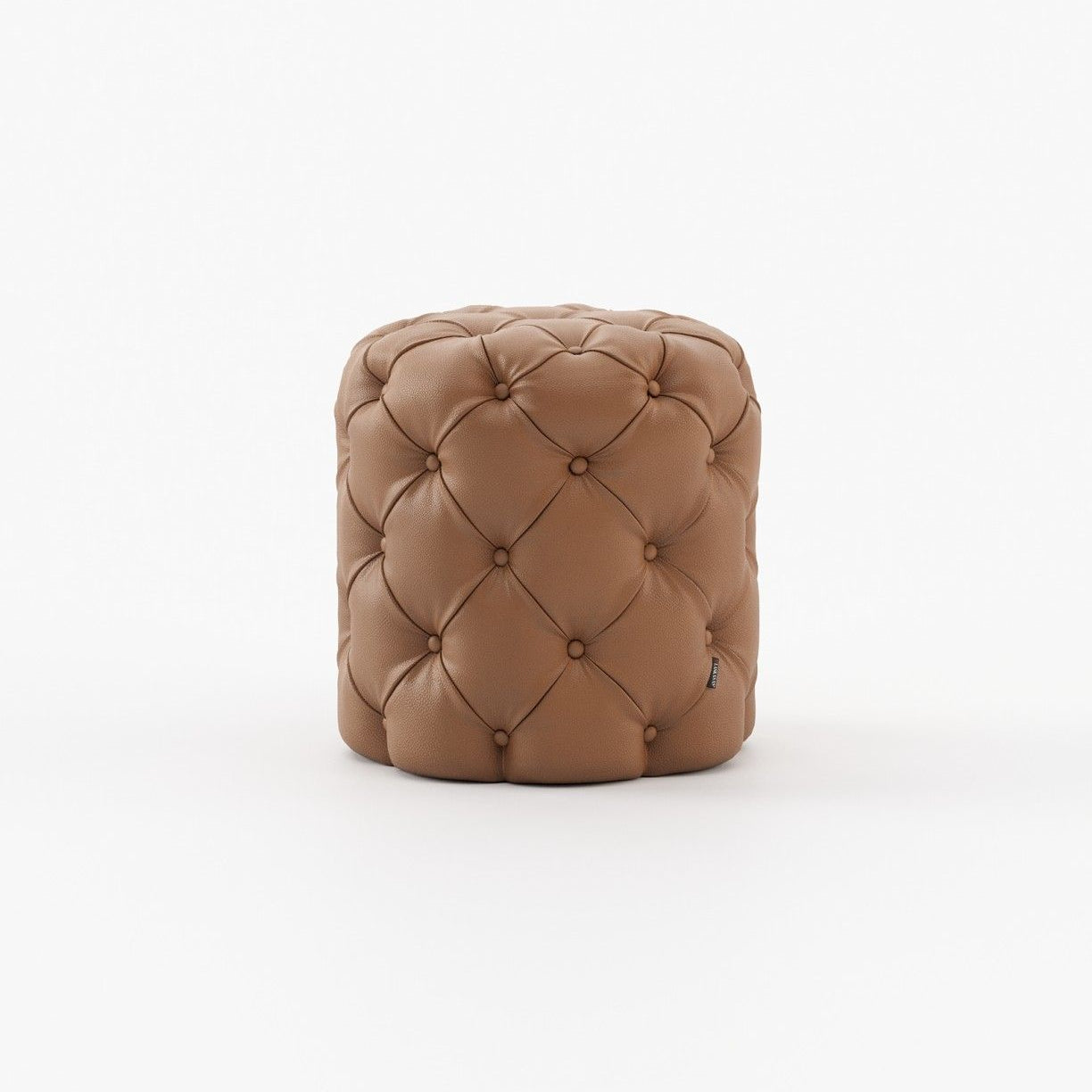Laskasas BUR small Footstool & Pouf Berlin Camel Leather - Araco Interiors