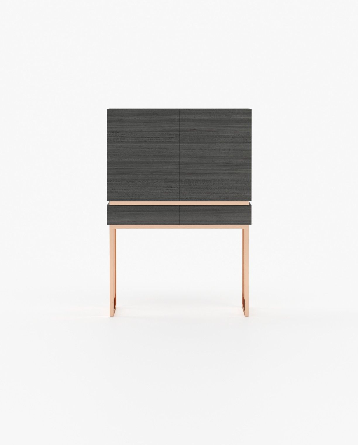 Laskasas CANNES Bar Cabinet Grey Eucalyptus Veneer Matte - Araco Interiors