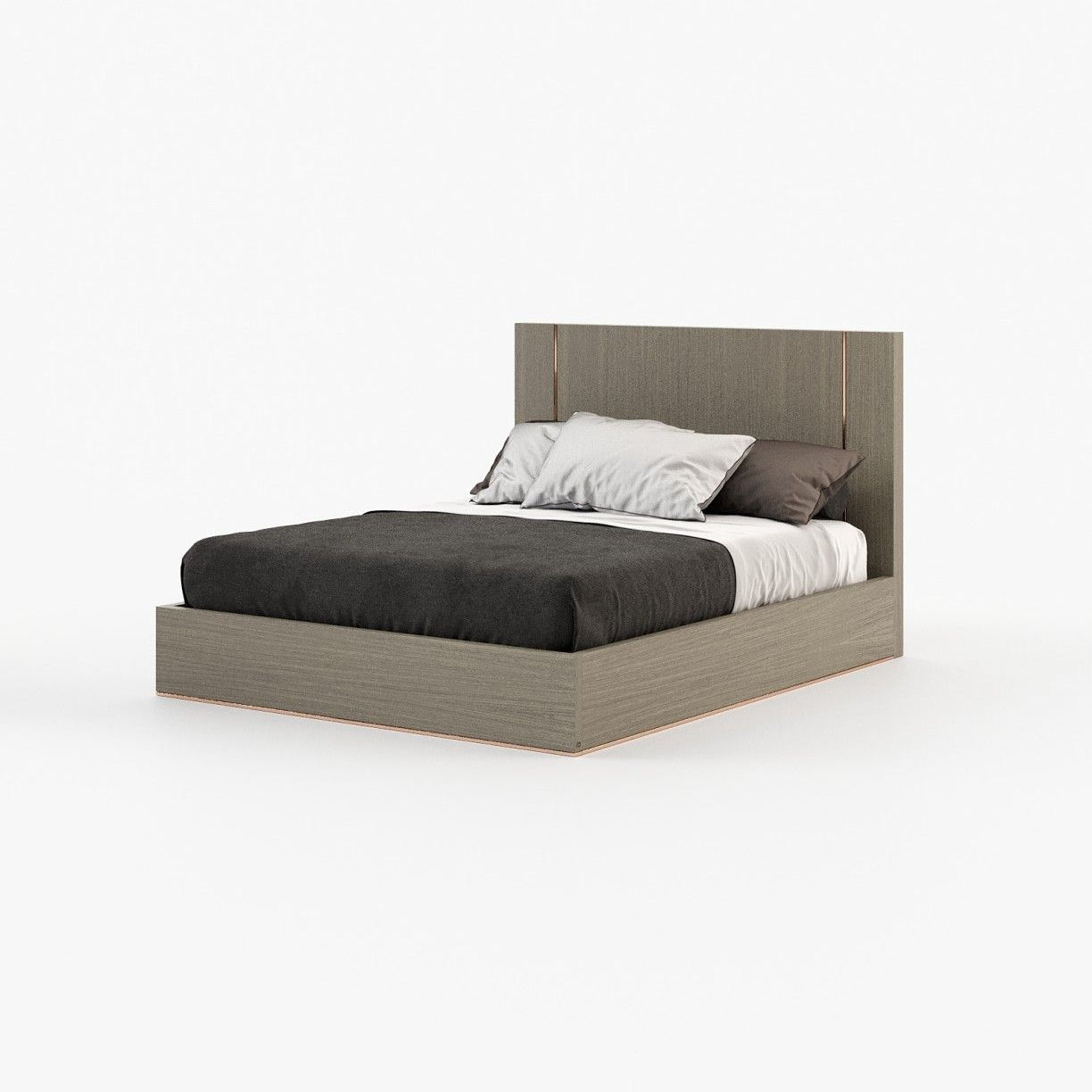 Laskasas DUANE Bed & Headboard Aged Oak Veneer Matte - Araco Interiors