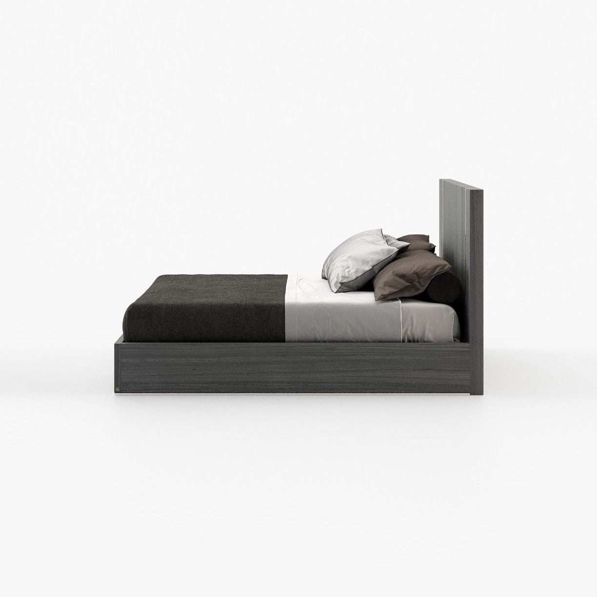 Laskasas DUANE Bed & Headboard Grey Eucalyptus Veneer Matte - Araco Interiors