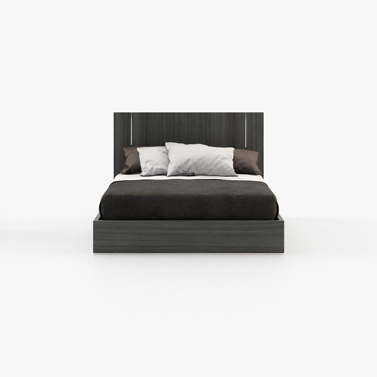 Laskasas DUANE Bed & Headboard Grey Eucalyptus Veneer Matte - Araco Interiors