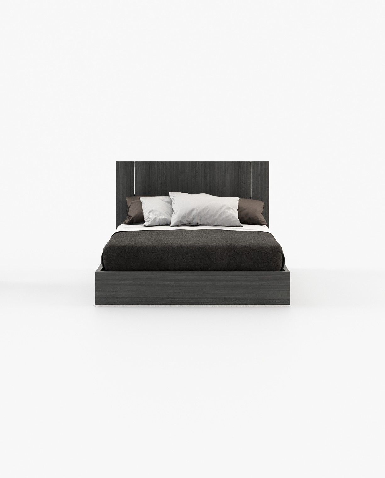 Laskasas DUANE Bed & Headboard Grey Eucalyptus Veneer Matte - Araco Interiors