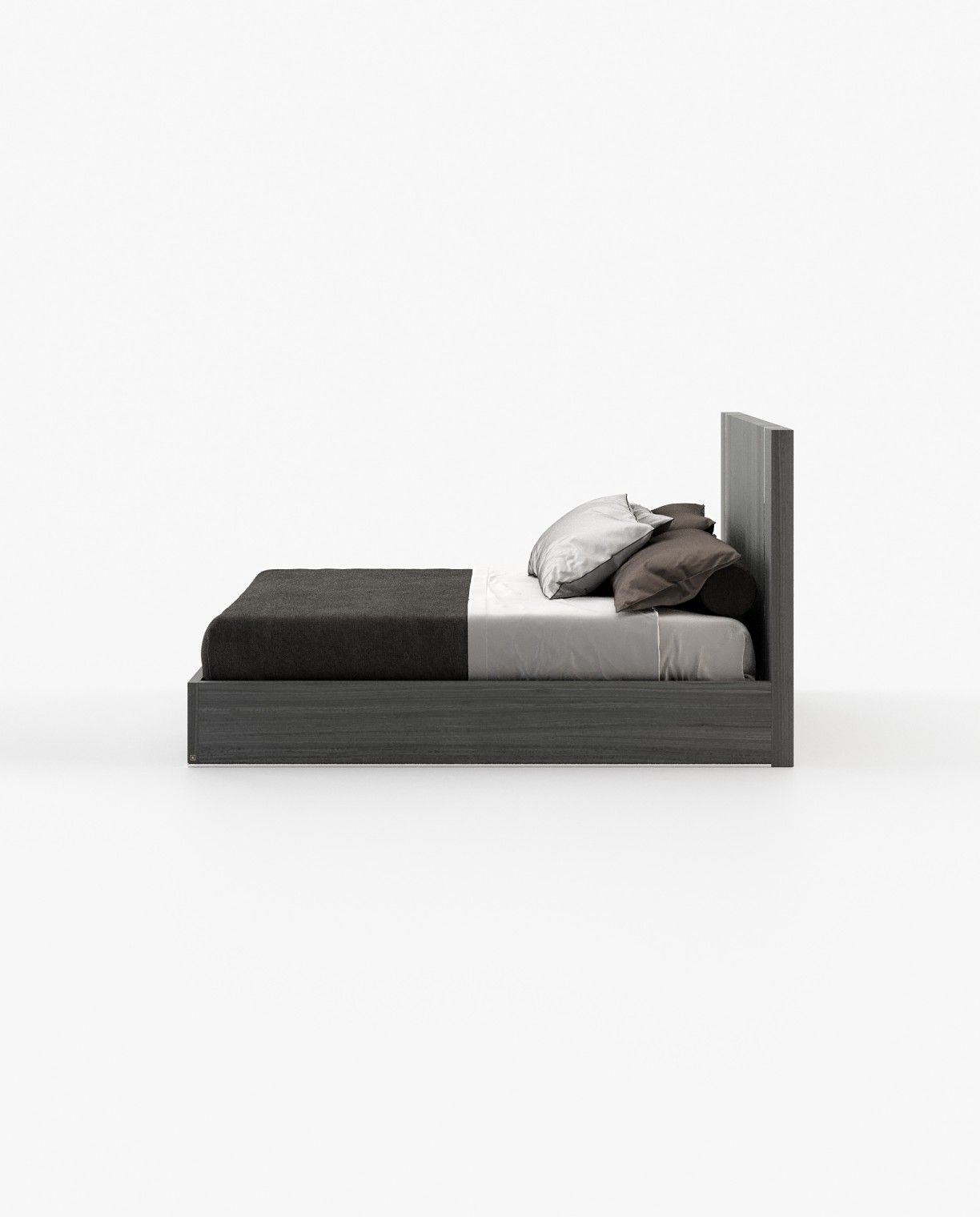 Laskasas DUANE Bed & Headboard Grey Eucalyptus Veneer Matte - Araco Interiors
