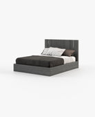 Laskasas DUANE Bed & Headboard Grey Eucalyptus Veneer Matte - Araco Interiors