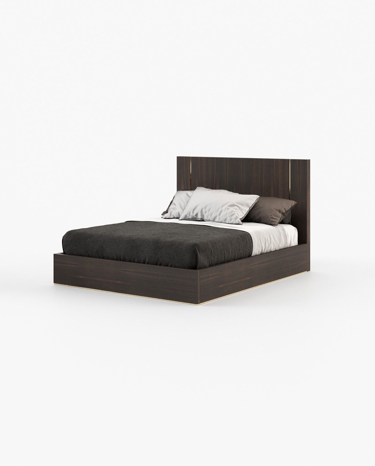 Laskasas DUANE Bed & Headboard Smoked Eucalyptus Veneer Matte - Araco Interiors