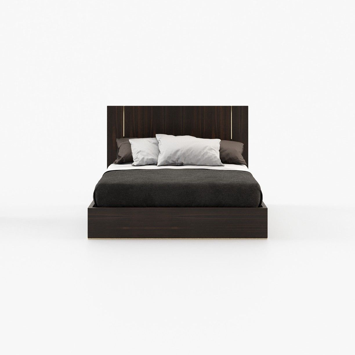 Laskasas DUANE Bed & Headboard Smoked Eucalyptus Veneer Matte - Araco Interiors