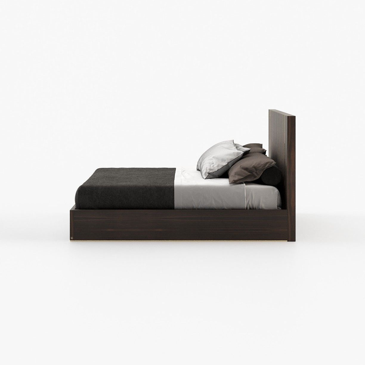 Laskasas DUANE Bed & Headboard Smoked Eucalyptus Veneer Matte - Araco Interiors