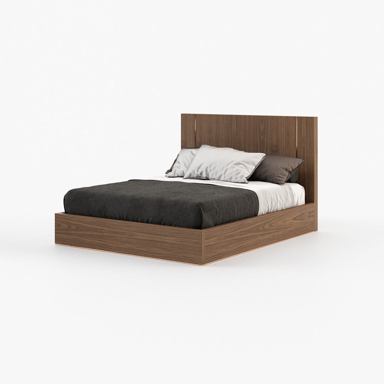 Laskasas DUANE Bed & Headboard Walnut Veneer Matte - Araco Interiors