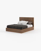 Laskasas DUANE Bed & Headboard Walnut Veneer Matte - Araco Interiors