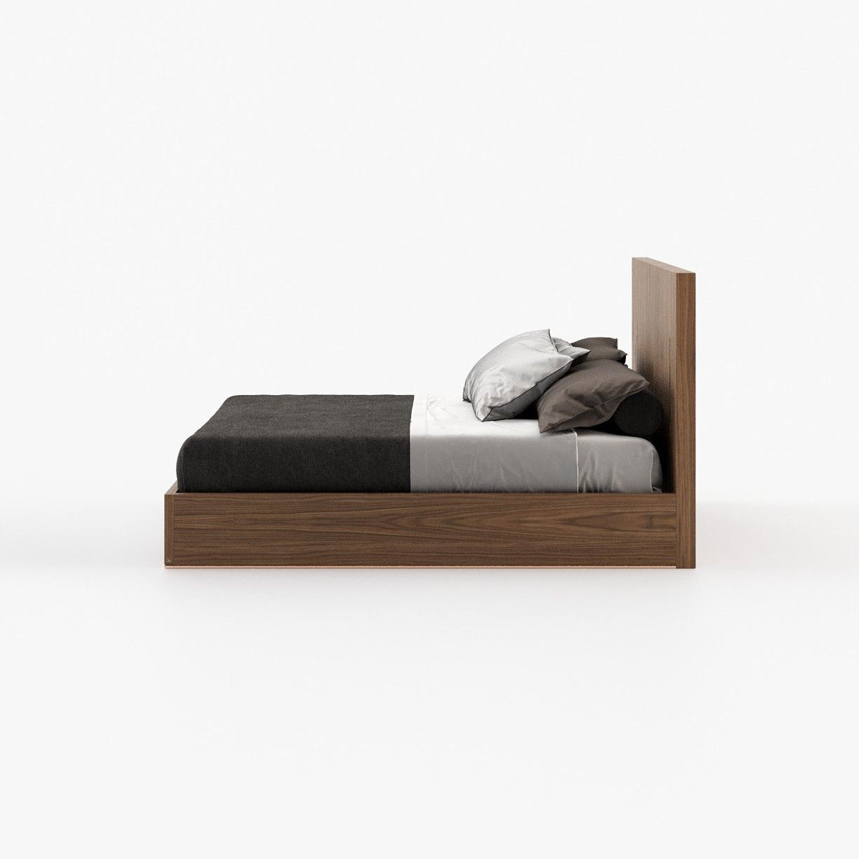 Laskasas DUANE Bed & Headboard Walnut Veneer Matte - Araco Interiors