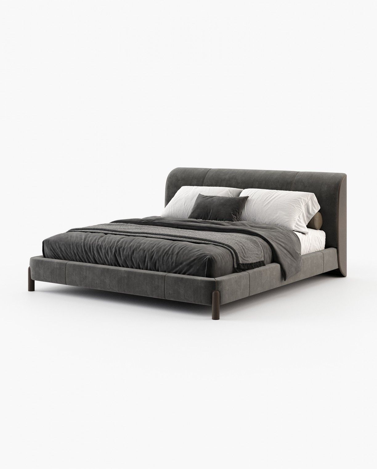 Laskasas GRAY Bed & Headboard Vienna Anthracite - Araco Interiors