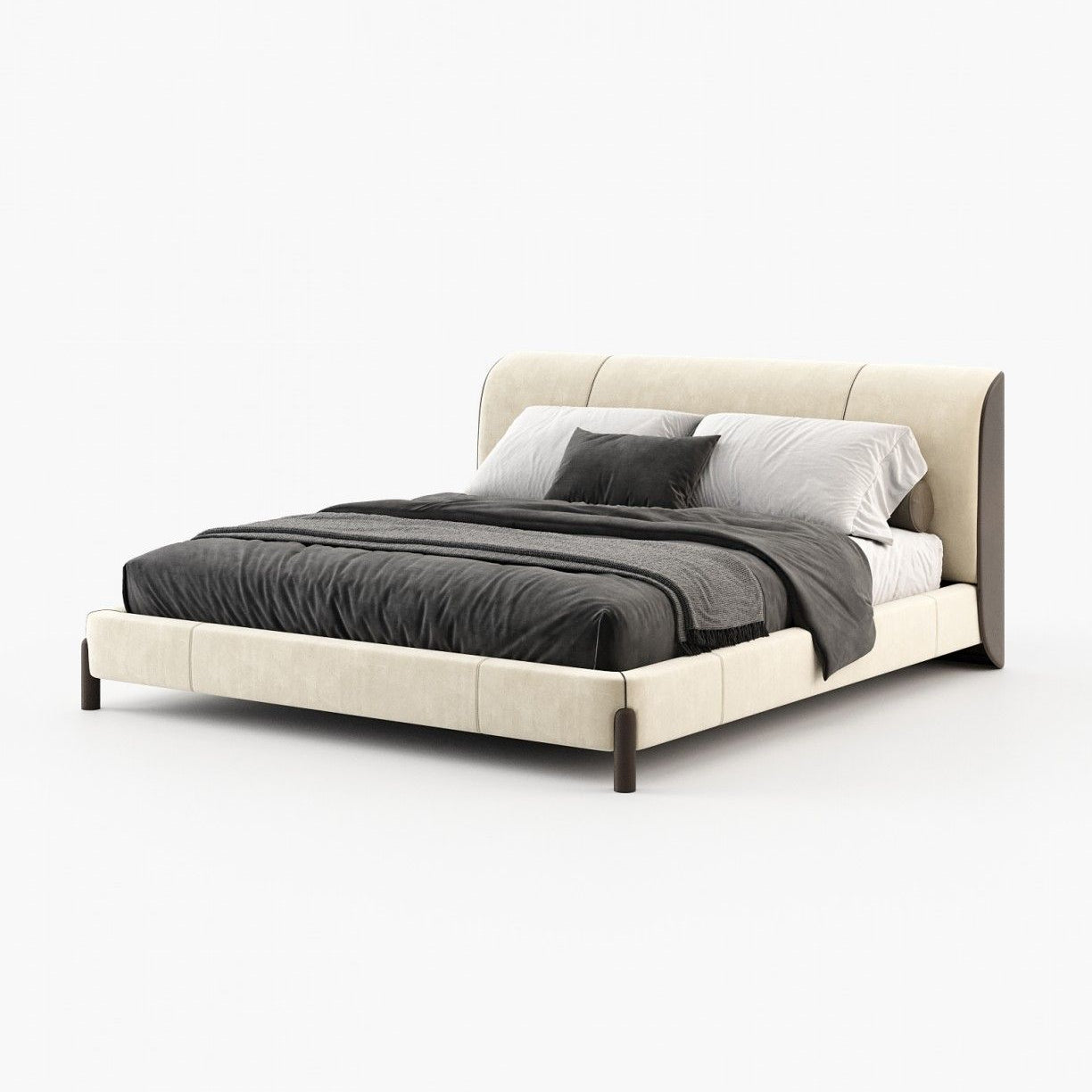 Laskasas GRAY Bed & Headboard Vienna Cream - Araco Interiors