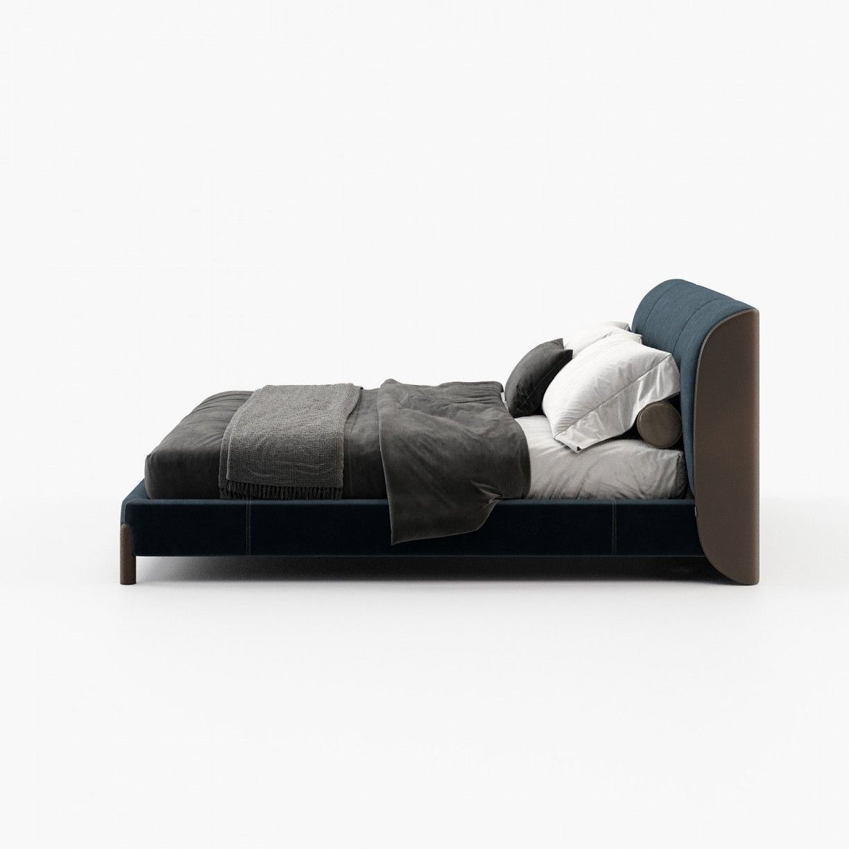 Laskasas GRAY Bed & Headboard Vienna Deep Blue - Araco Interiors