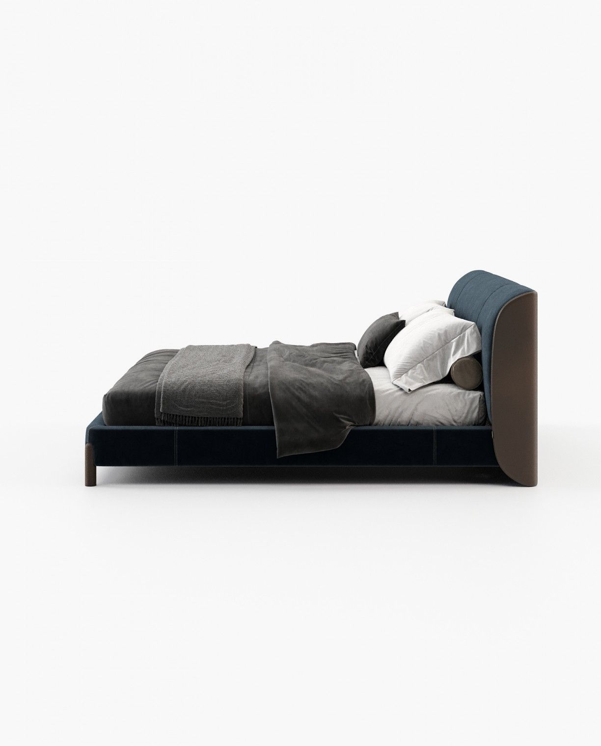 Laskasas GRAY Bed & Headboard Vienna Deep Blue - Araco Interiors