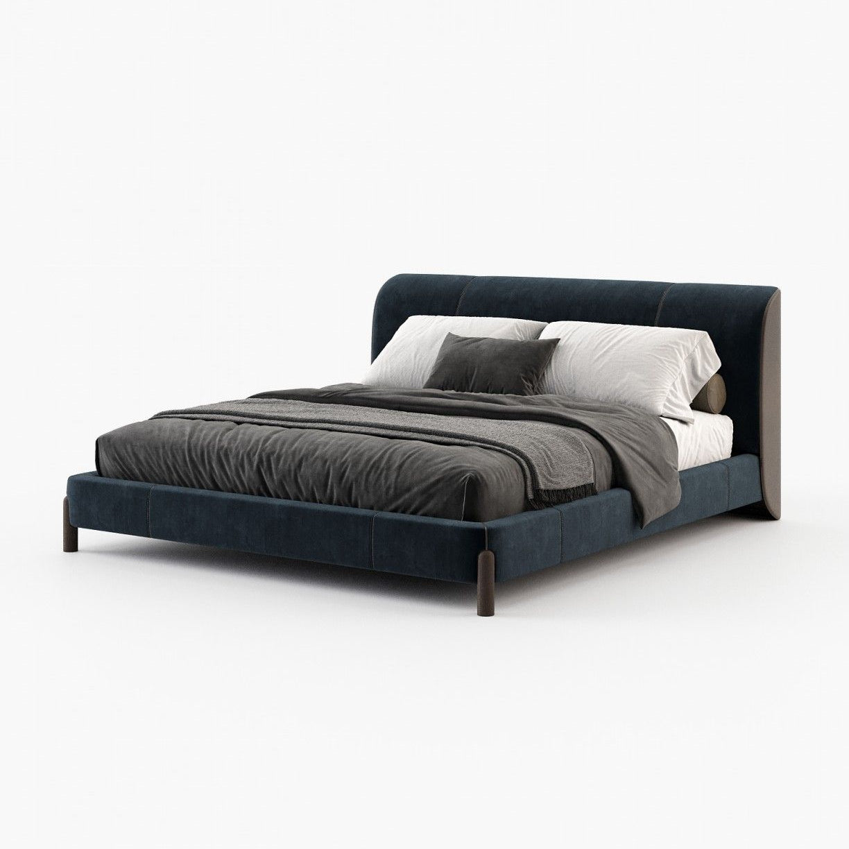 Laskasas GRAY Bed & Headboard Vienna Deep Blue - Araco Interiors