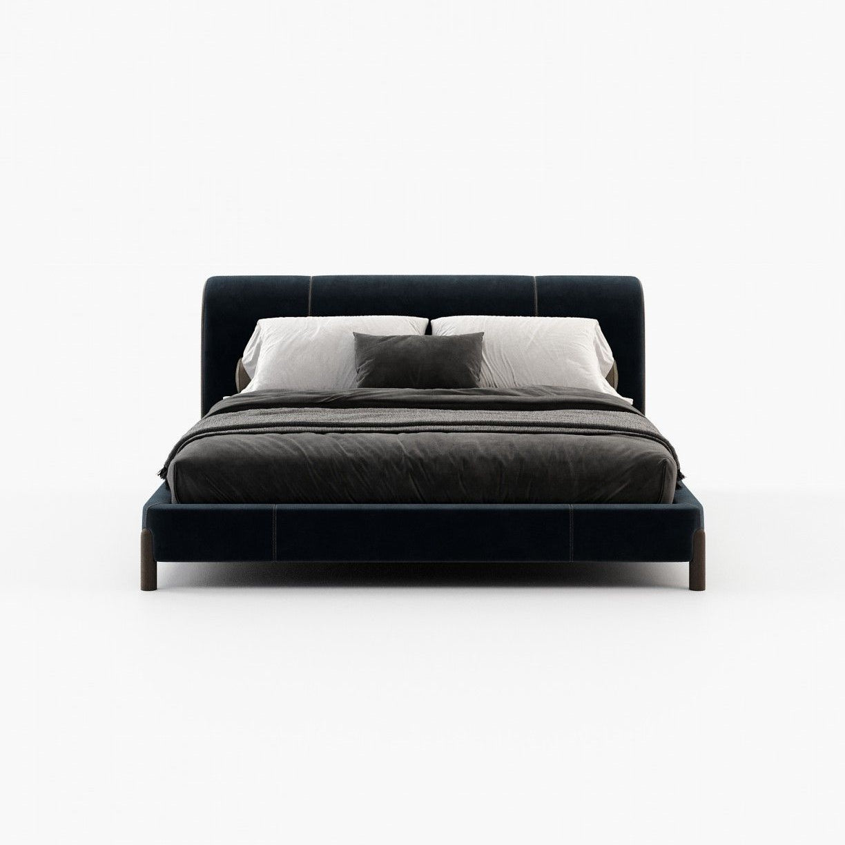 Laskasas GRAY Bed & Headboard Vienna Deep Blue - Araco Interiors