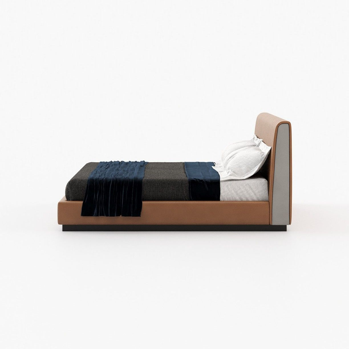 Laskasas HARRY Bed & Headboard Berlin Camel Leather - Araco Interiors