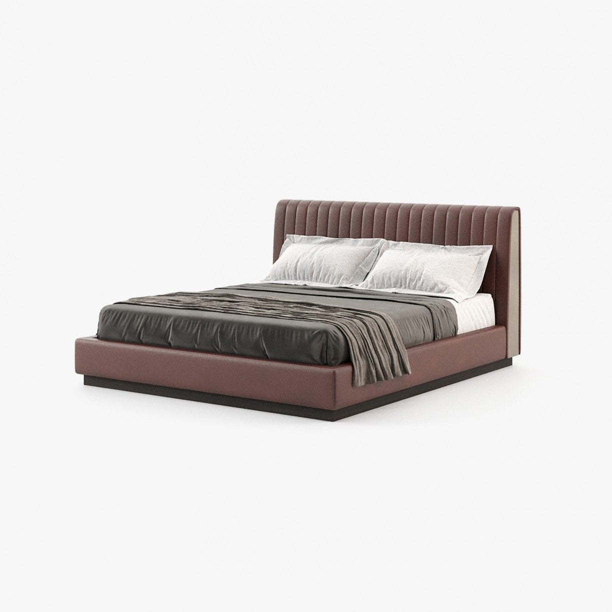 Laskasas HARRY Bed & Headboard Seoul Borgogna Leather - Araco Interiors