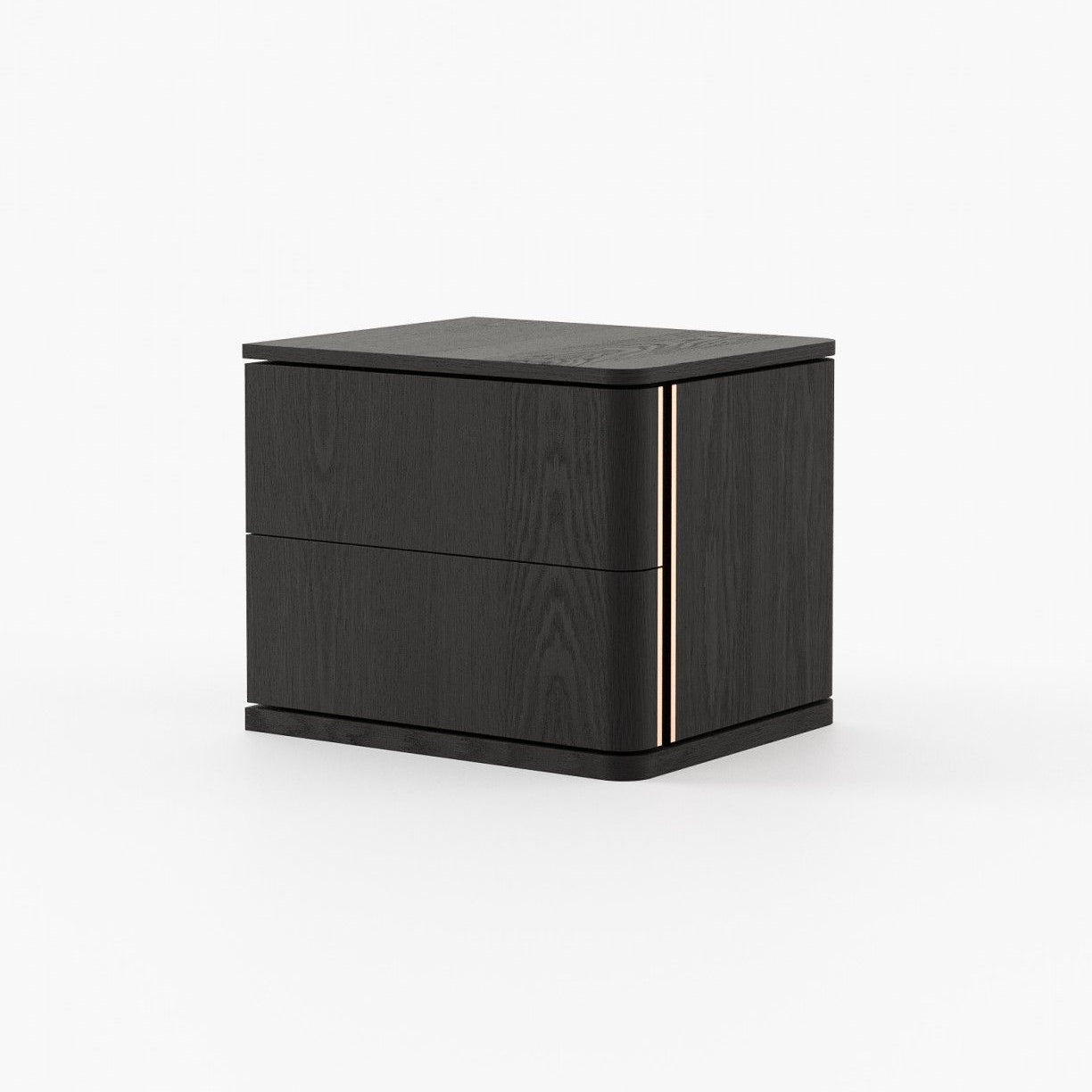 Laskasas HILARY Bedside Cabinet & Table Black Ash Veneer Matte - Araco Interiors
