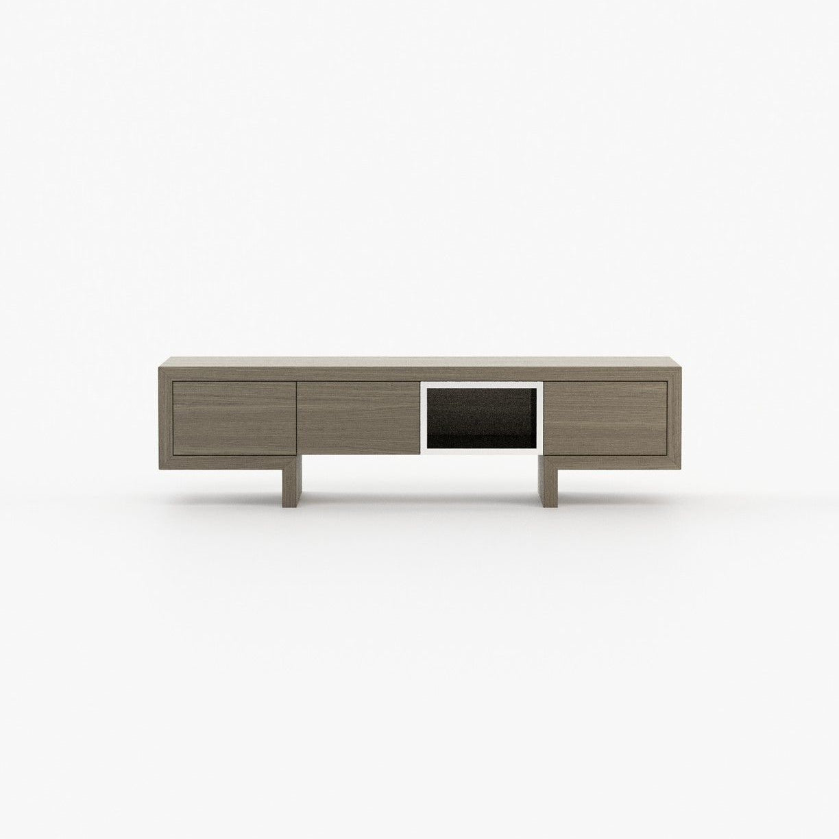 Laskasas ISIS open Media Unit Aged Oak Veneer Matte - Araco Interiors