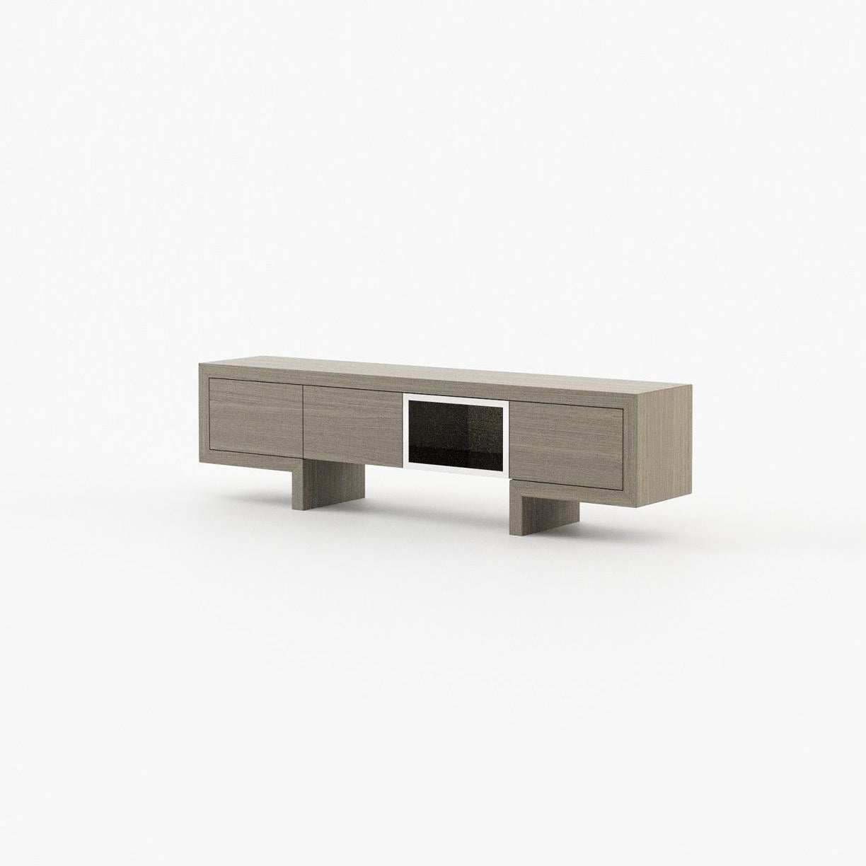Laskasas ISIS open Media Unit Aged Oak Veneer Matte - Araco Interiors