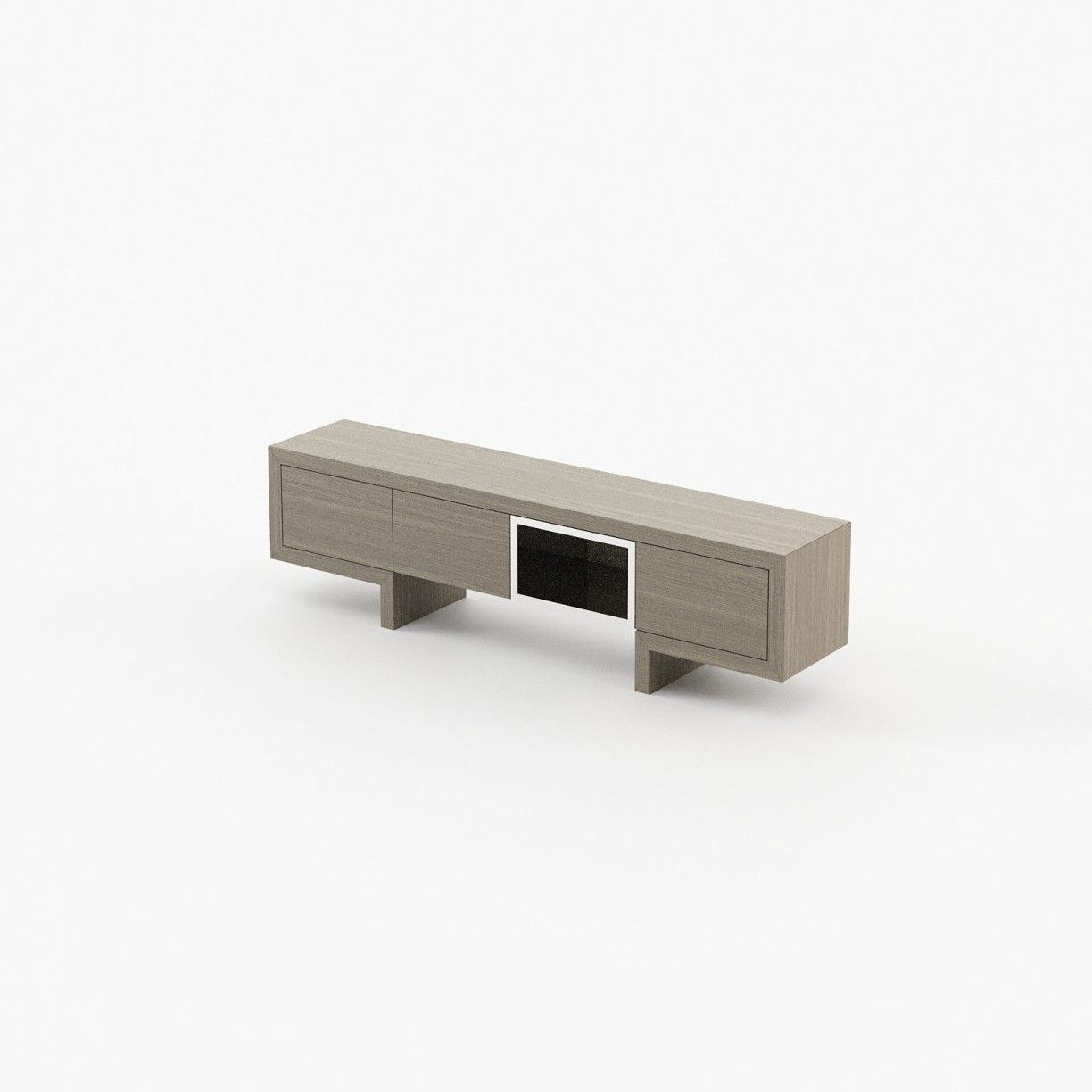 Laskasas ISIS open Media Unit Aged Oak Veneer Matte - Araco Interiors