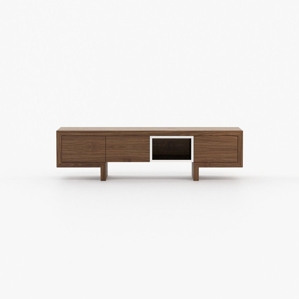 Laskasas ISIS open Media Unit Walnut Veneer Matte - Araco Interiors