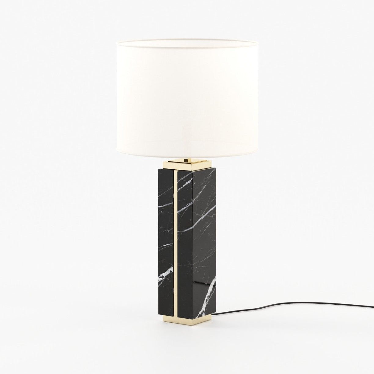 Laskasas JACK Table & Desk Lamp Nero Marquina Polished Marble - Araco Interiors
