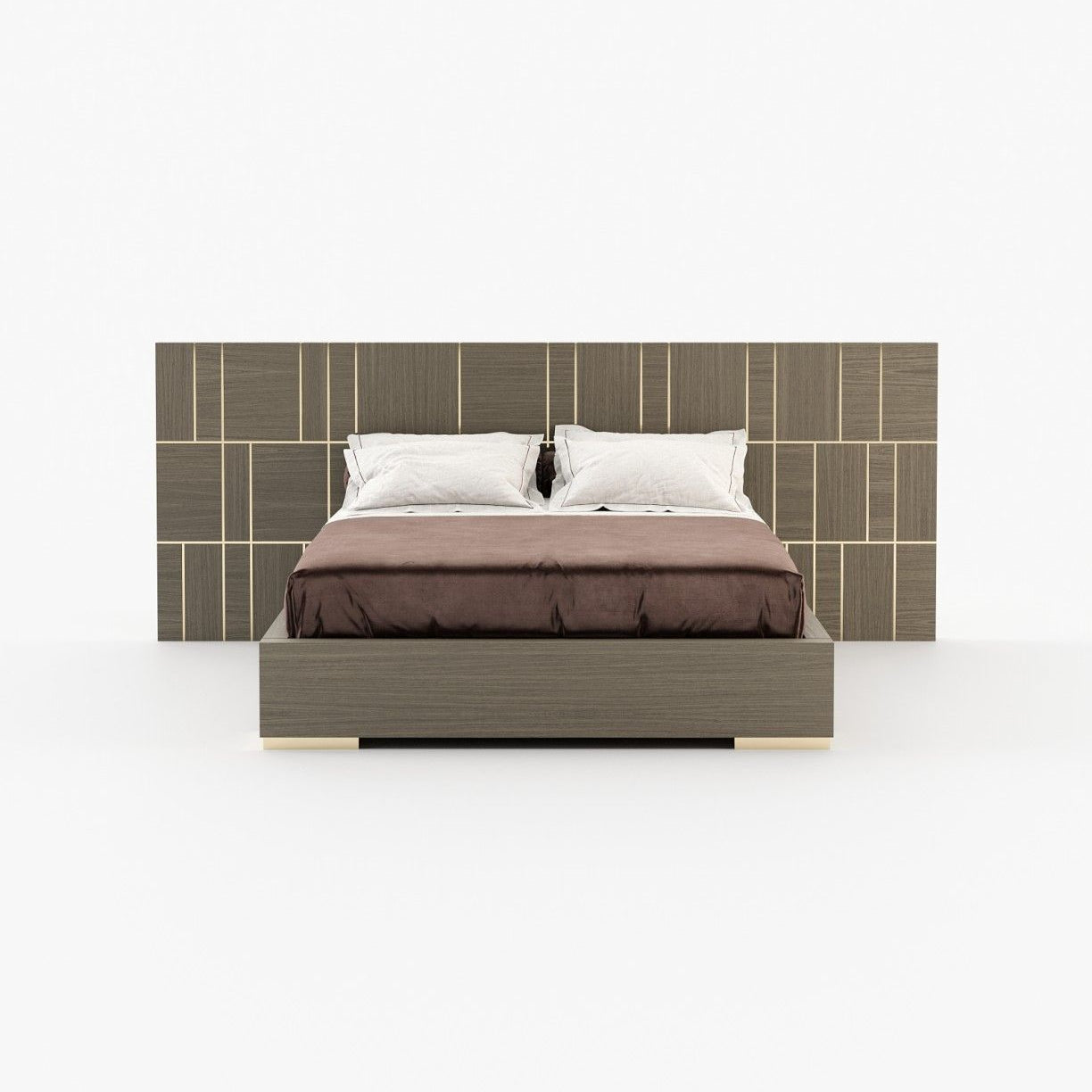 Laskasas JACKSON Bed & Headboard Aged Oak Veneer Matte - Araco Interiors
