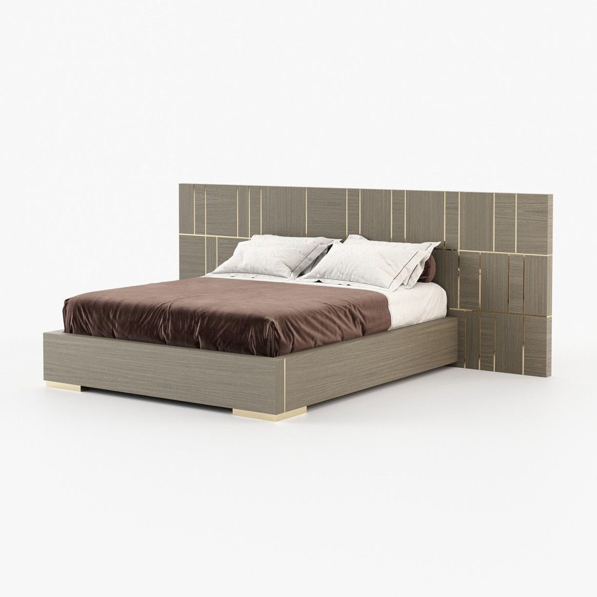 Laskasas JACKSON Bed & Headboard Aged Oak Veneer Matte - Araco Interiors