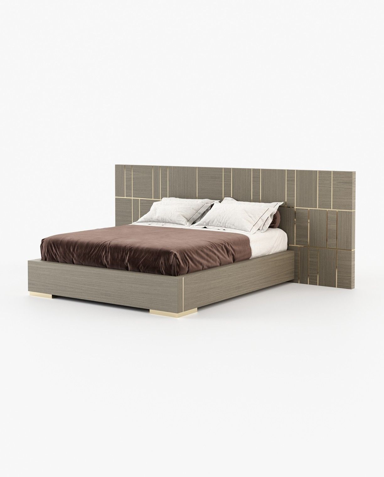 Laskasas JACKSON Bed & Headboard Aged Oak Veneer Matte - Araco Interiors