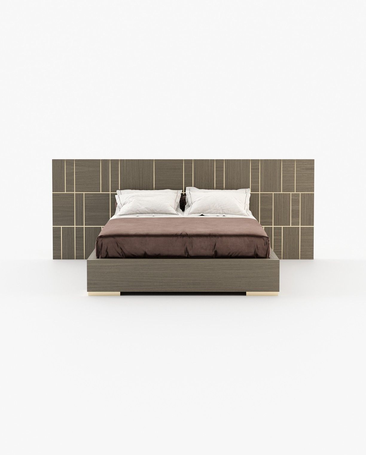 Laskasas JACKSON Bed & Headboard Aged Oak Veneer Matte - Araco Interiors