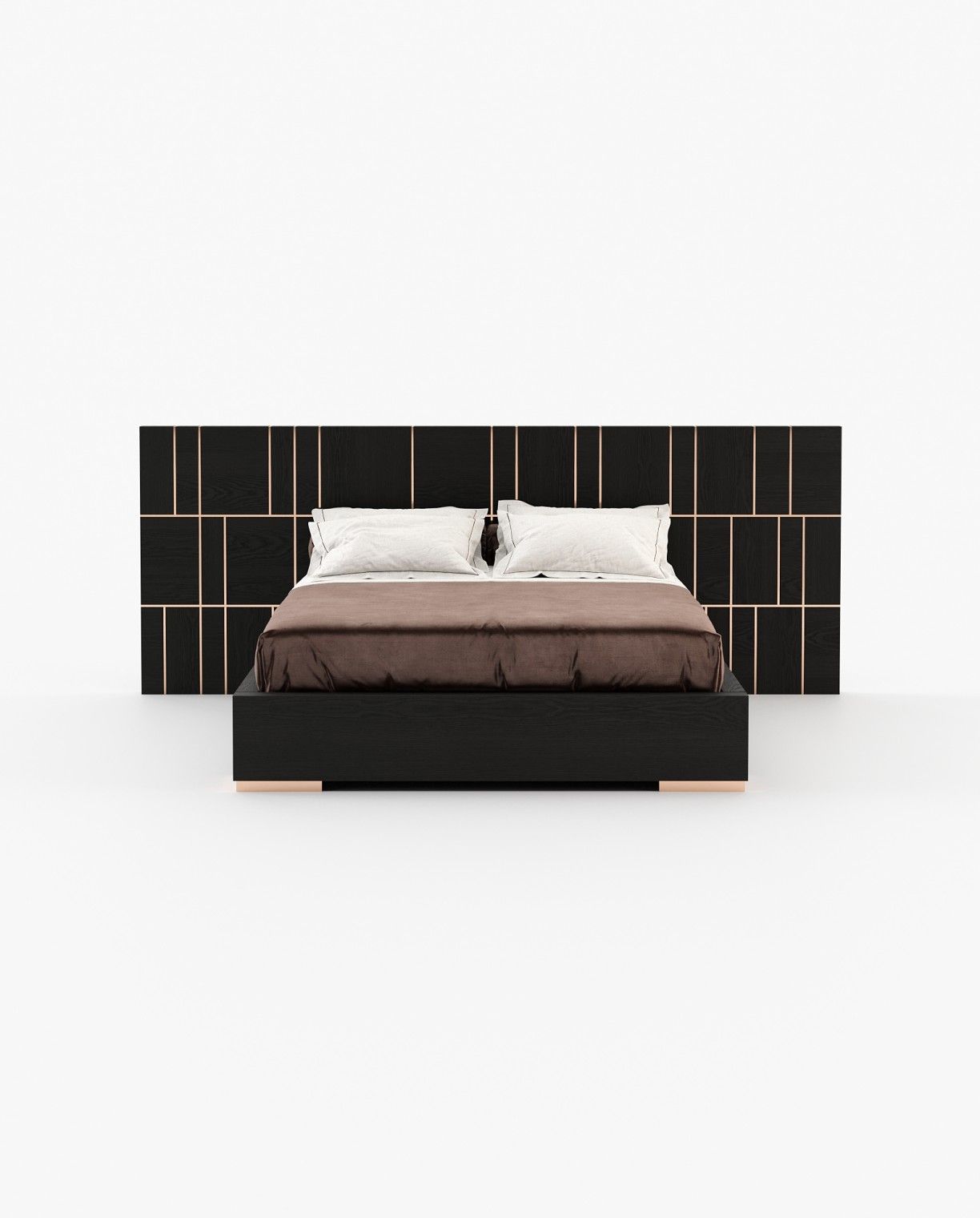 Laskasas JACKSON Bed & Headboard Black Ash Veneer Matte - Araco Interiors