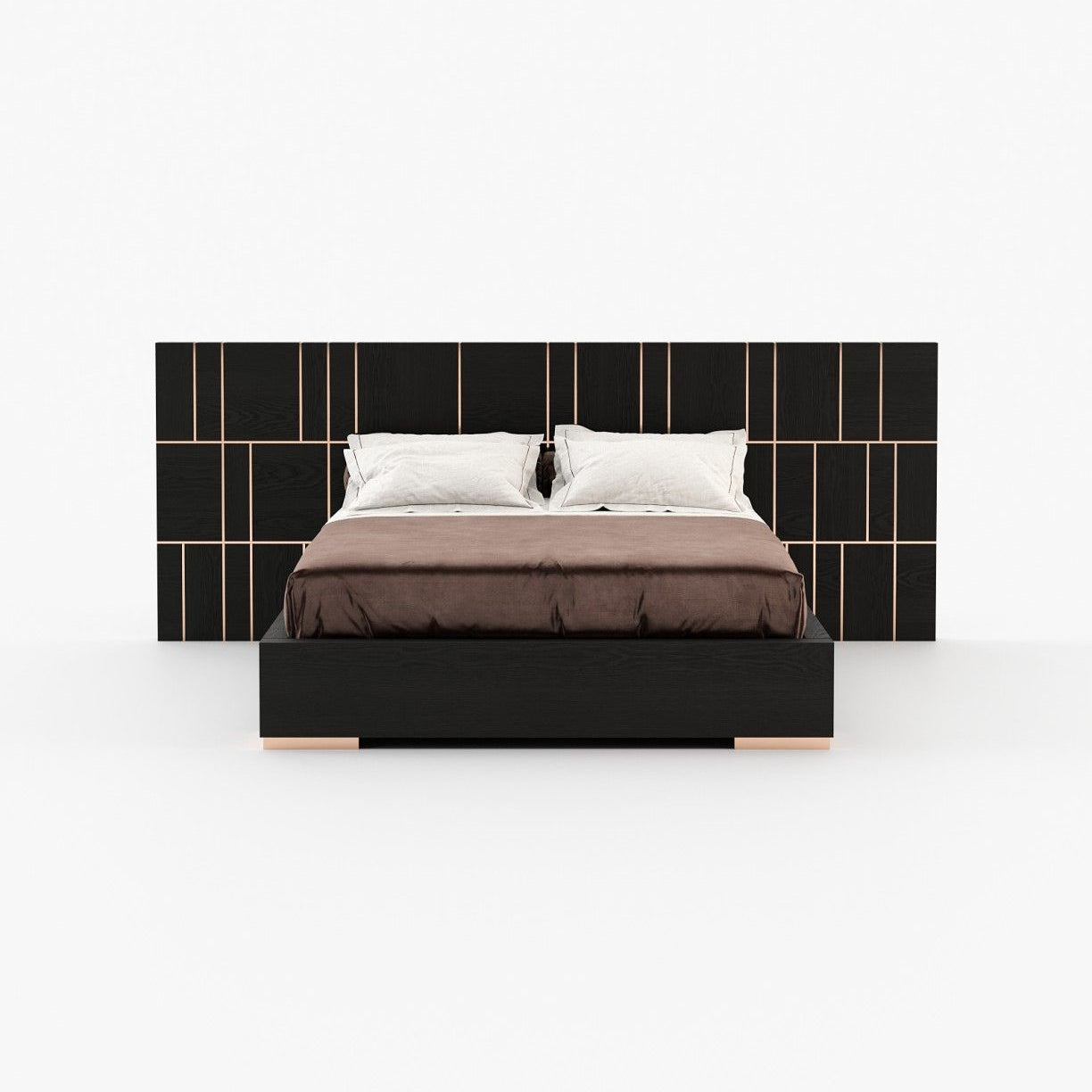 Laskasas JACKSON Bed & Headboard Black Ash Veneer Matte - Araco Interiors