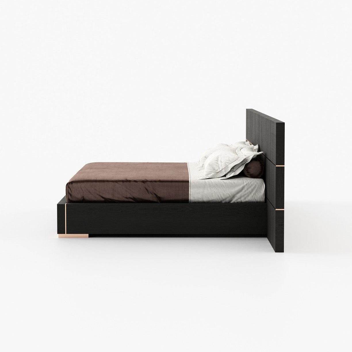 Laskasas JACKSON Bed & Headboard Black Ash Veneer Matte - Araco Interiors