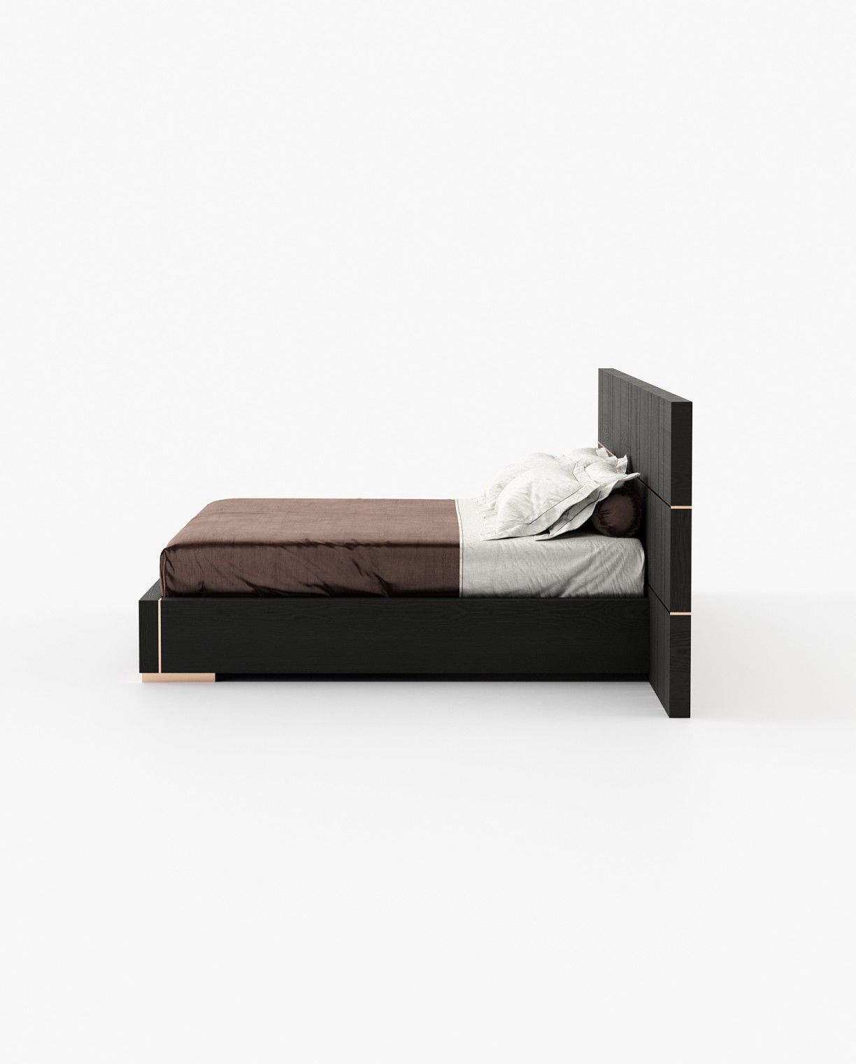 Laskasas JACKSON Bed & Headboard Black Ash Veneer Matte - Araco Interiors