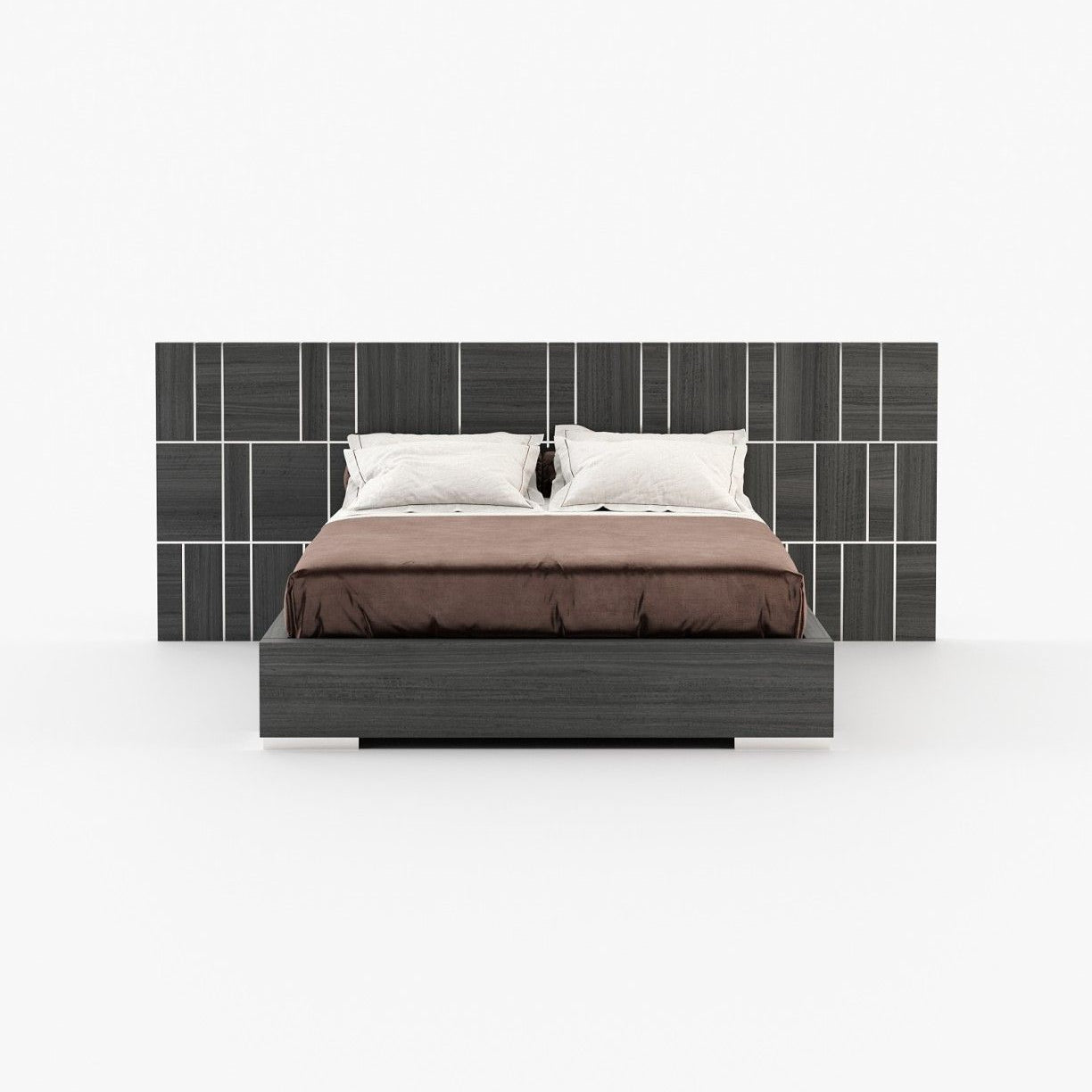 Laskasas JACKSON Bed & Headboard Grey Eucalyptus Veneer Matte - Araco Interiors