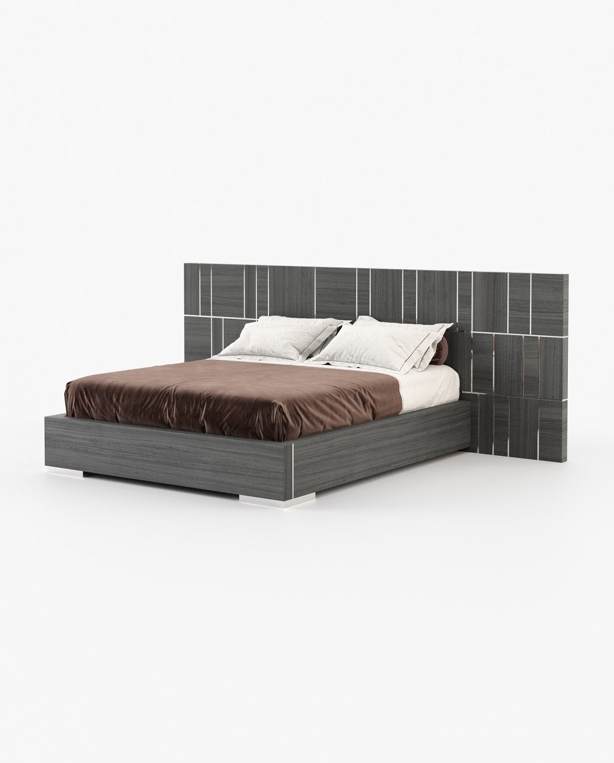 Laskasas JACKSON Bed & Headboard Grey Eucalyptus Veneer Matte - Araco Interiors