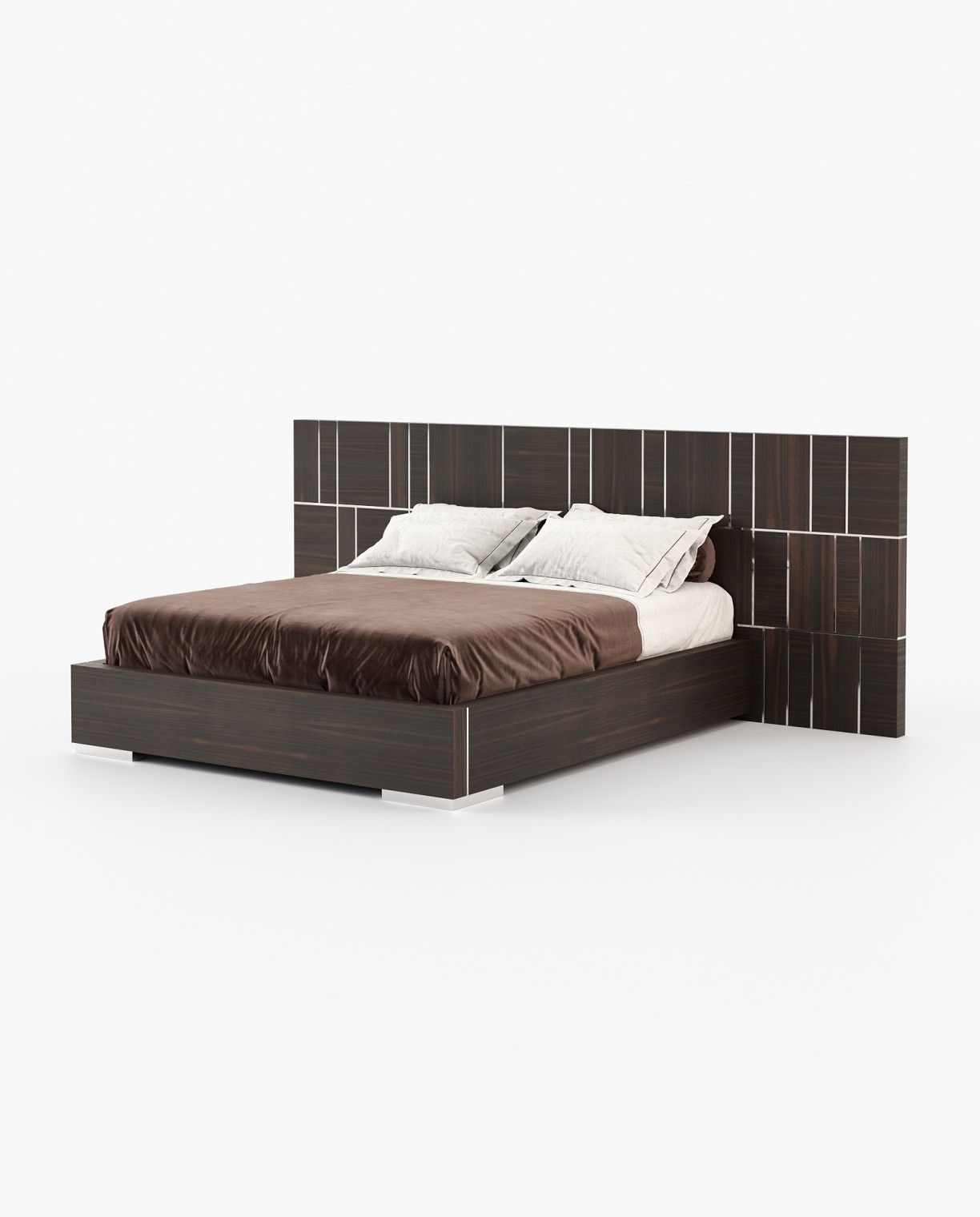 Laskasas JACKSON Bed & Headboard Smoked Eucalyptus Veneer Matte - Araco Interiors