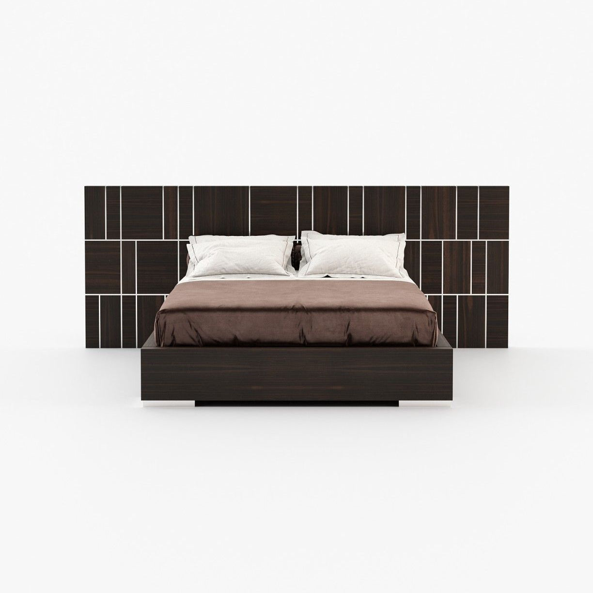 Laskasas JACKSON Bed & Headboard Smoked Eucalyptus Veneer Matte - Araco Interiors