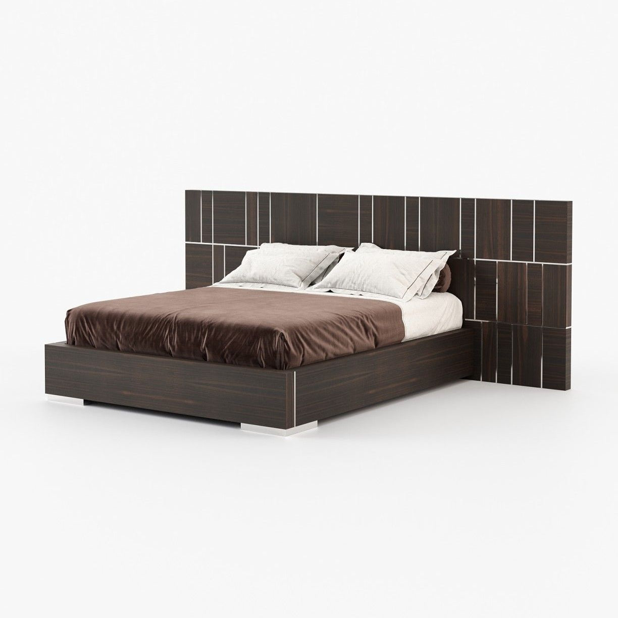 Laskasas JACKSON Bed & Headboard Smoked Eucalyptus Veneer Matte - Araco Interiors