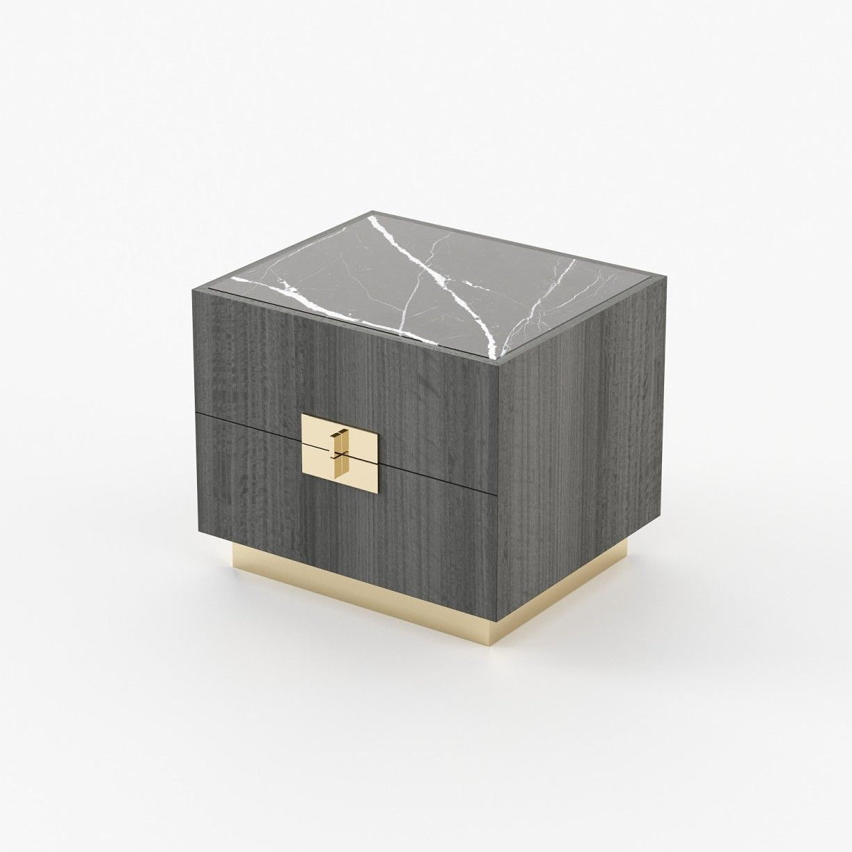 Laskasas LADY Bedside Cabinet & Table Grey Eucalyptus Veneer Matte - Araco Interiors