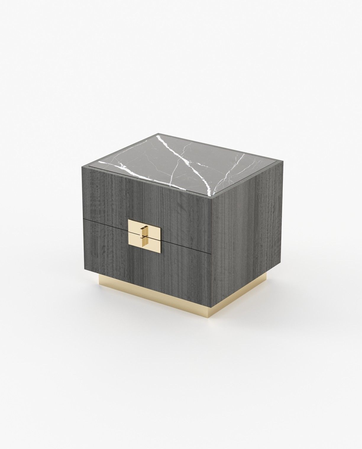 Laskasas LADY Bedside Cabinet & Table Grey Eucalyptus Veneer Matte - Araco Interiors