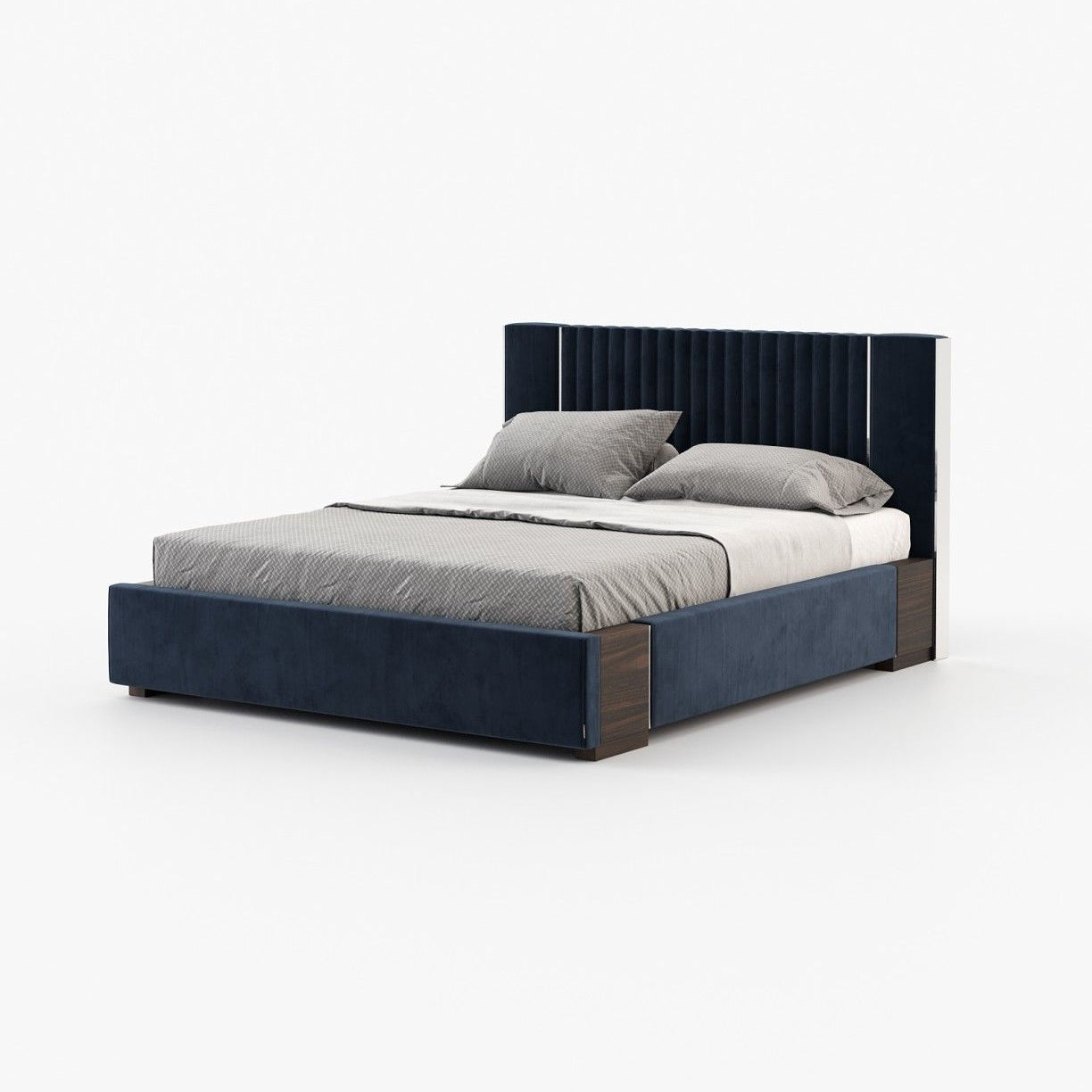 Laskasas LAUREN Bed & Headboard Vienna Deep Blue - Araco Interiors