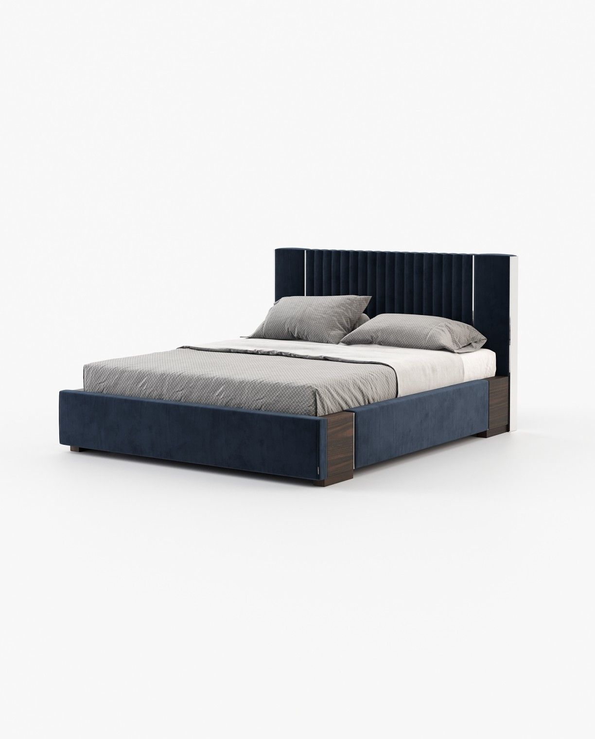 Laskasas LAUREN Bed & Headboard Vienna Deep Blue - Araco Interiors