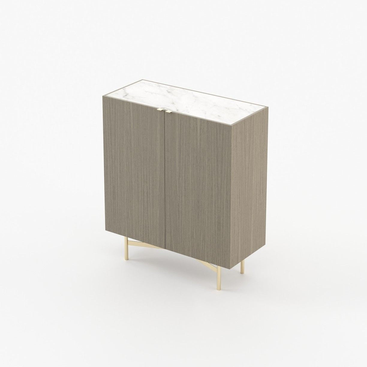 Laskasas LEWIS Bar Cabinet Aged Oak Veneer Matte - Araco Interiors